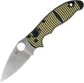 SC101GBKYLMCP2 — Couteau Spyderco Manix 2 Salt USA Lame Acier CPM-MagnaCut Leaf-Shaped Manche G10 Jaune et Noir Ball Bearing Lock - Livraison Gratuite