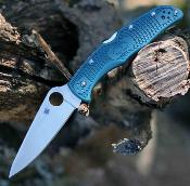 SC10FPK390 Spyderco Endura 4 Blue | Lame Drop Point Acier K390 | Manche FRN Bleu | Lockback | Clip Japan - Livraison Gratuite