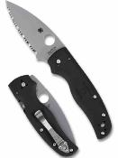 SC229SBK Spyderco Shaman – Couteau pliant Compression Lock Lame Acier CTS BD1N Crantée Manche FRN Noir Made USA - Livraison Gratuite