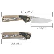 SRM106MGW Couteau SRM Dome 106M-GW | Lame Drop Point Acier 12C27 | Finition Satinée | Manche G10 Desert  | Clip - Livraison Gratuite