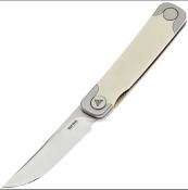 SRM131MGT Couteau SRM Enso 131M-GT Trailing Point Lame Acier Sandvik 14C28N Manche Tan G10 Sécurité Liner Lock - Livraison Gratuite 