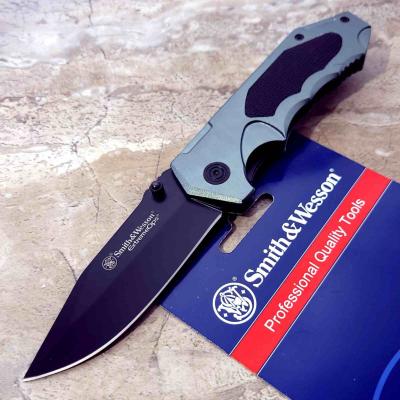 Lot de 2 SWA19CP Smith & Wesson Extreme Ops | Couteau Lame Clip Point Acier Black Oxide | Manche Aluminum & Rubber Linerlock - Livraison Gratuite