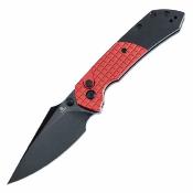 T1034S3 Tenable Fenrir Christmas Limited Edition – Couteau Pliant Lame Acier 14C28N Harpoon, Manche Alu Rouge/Noir, Button Lock – Livraison Gratuite