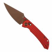 T1034V17 Couteau TENABLE Fenrir Lame Acier Nitro-V Rose Gold Manche Alu Rouge Cross Bar Lock - Livraison Gratuite