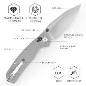TVJM01GG14 Couteau Pliant TRIVISA Hornet-03G Gray Lame Acier 14C28N IKBS - Livraison Gratuite