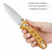 TVJM03YP14 Trivisa Dragonfly-Y – Couteau Pliant EDC, Lame 14C28N, Manche PEI, Verrouillage Axis Lock - Livraison Gratuite