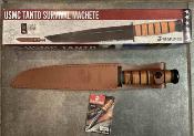UC3476 USMC Tanto Survival  | Machette Tactique | Lame Inox 235 mm | Manche Cuir Empilé | Étui Cuir - Livraison Gratuite