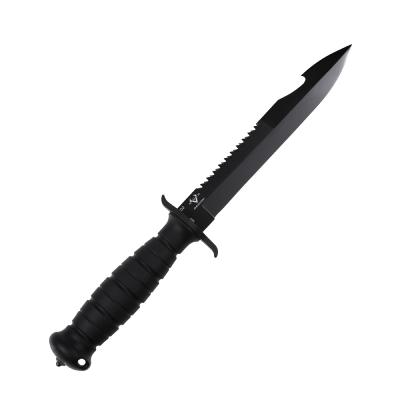 VNIFB32FPBBK Couteau V Nives Black Rambo Savage Lame Crochet Acier D2 Manche FRN/TPR Brise-Vitres Etui avec Aiguiseur - Livraison Gratuite