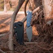 VOSD0802 Vosteed Inferno | Couteau Lame Acier 14C28N Stonewash | Manche Blue Ocean Micarta Housse Kydex - Livraison Gratuite