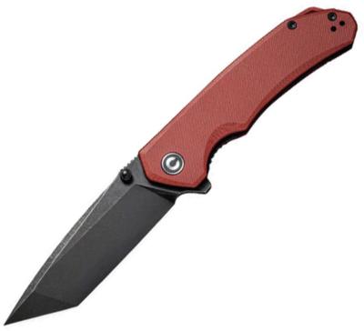 WLMC2023BCP — Couteau Pliant Civivi Brazen Linerlock Lame Acier D2 Black Stonewash Manche Plaquettes Burgundy G10 Thumb Stud Livraison Gratuite