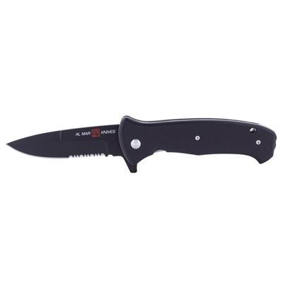 Couteau Al Mar SERE 2020 Linerlock A/O Acier D2 Black Serr Manche Black FRN AMK2207 - Livraison Gratuite