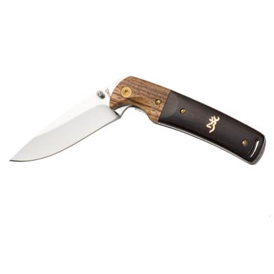 Couteau Browning Buckmark Hunter Folder Lame Acier 8Cr14MoV Manche Bois BR0304 - Livraison Gratuite