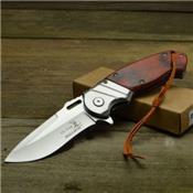 Couteau de Chasse Rando Elk Ridge Linerlock A/O Lame Acier 440 Manche Bois ERA003SW - Free Shipping