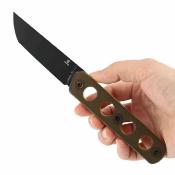 G2020A3 Couteau Foosa Tenable Knives | Lame Acier D2 Blackwash Tanto | Manche Plaquettes Amber PEI | Housse Nylon | Livraison Gratuite