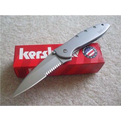 Couteau Kershaw Leek A/O Serrated Ouverture Assistée Lame acier 14C28N Manche Acier Made In USA KS1660ST - Free Shipping