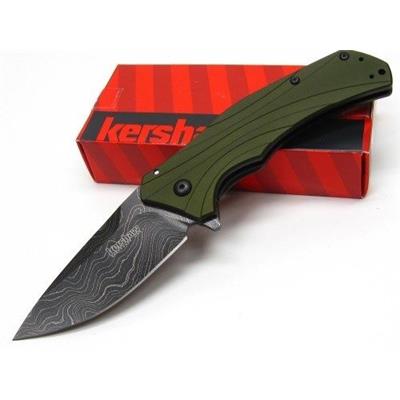 Couteau Damas Kershaw Knockout A/O Green 128 Couches Made USA KS1870OLDAM - Livraison Gratuite