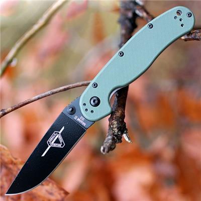 Couteau Ontario Rat II D2 Military Manche FRN OD Green Lame Acier D2 Linerlock ON8830OD - Free Shipping