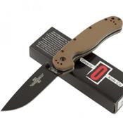 Couteau Ontario RAT-1 Acier AUS-8 Black Manche Fibre de Nylon Coyote brown Linerlock ON8846CB - Free Shipping