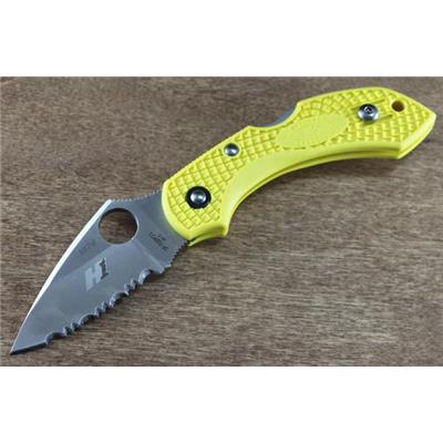 Couteau Spyderco Dragonfly 2 Yellow Acier H-1 Serrated Made In Japan SC28SYL2 - Livraison Gratuite