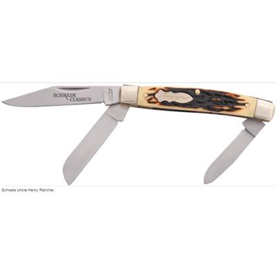 Couteau Schrade Uncle Henry Rancher 3 Lames Acier Carbone/Inox Manche Delrin SCH834UH - Free Shipping
