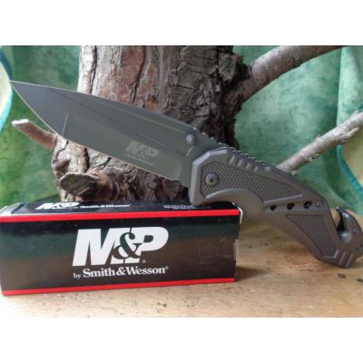 Couteau Smith&Wesson Military & Police Tanto Acier 7Cr17Mov Manche Alu Brise Vitres SWMP11G - Free Shipping