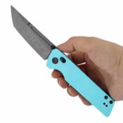 B2038V3 Couteau TENABLE Anomaly Lame Acier Damas Manche G10 Bleu Cross Bar Lock - Livraison Gratuite