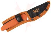 BR0554 Browning – Sharp Ridge Skinner | Lame Drop Point Acier 8Cr13MoV | Manche Caoutchouc Orange | Étui Nylon - Livraison Gratuite
