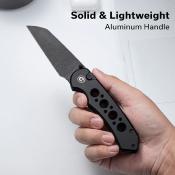 CIVC240671  Couteau CIVIVI Pragma Prime Wharncliffe Lame Acier Sandvik 14C28N Manche Aluminium Black Button Lock - Livraison Gratuite
