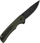 CIVC25023C2 — Couteau Civivi Tarask Lame Acier Nitro-V 59-61 HRC Black Stonewash Drop-Point Manche G10 Vert OD Button Lock - Livraison Gratuite