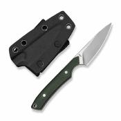 CIVC250842 — Couteau Fixe Civivi High Grass Field Knife Lame Acier 14C28N Satiné Manche Plaquettes Green Canvas Micarta Housse Kydex Livraison Gratuite