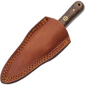 DM1423 Couteau de Botte Damas | Lame Acier Damas Dague | Manche Plaquettes Bois Garde Acier | Housse Cuir | Livraison Gratuite