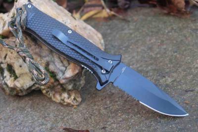 Lot de 3 FLNKS5568BK – Falcon Drop Point Linerlock A/O Black – Couteau Pliant Lame Serr Acier Black Manche Synthétique Noir Texturé Clip Ceinture – Livraison Gratuite