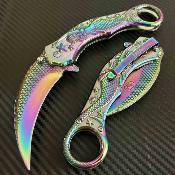 EE10A120RB ElitEdge Mermaid Karambit - Couteau Pliant A/O Lame Acier 440C Spectrum Manche Acier Sculpté Anneau Linerlock - Livraison Gratuite