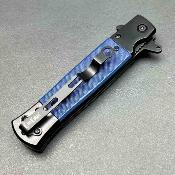 Lot de 3 EE10A96BL Couteau ElitEdge Stiletto | Lame Spear Point Acier 420C | Manche Black Stainless & Blue G10 Linerlock - Livraison Gratuite