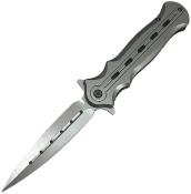 EE10B010GY Couteau Semi Automatique ElitEdge Dagger Lame Acier 8Cr13MoV Manche Acier Linerlock - Livraison Gratuite