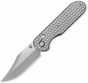 GEO2401A GEO Knife Ethereal Cutter – Couteau pliant Lame Acier M390 Clip Point Manche Titane Gris Axis Lock - Livraison Gratuite