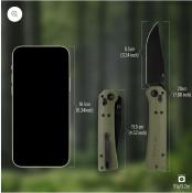 HTK03GRN Couteau Hightron Pathwright HK03 Clip Point Lame Acier 14C28N Manche G10 Vert OD Sécurité Axis Lock - Livraison Gratuite