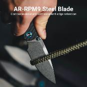 J1975BK — Couteau CJRB Latitude Lame Acier AR-RPM9 Drop Point Stonewash Manche G10 Noir Top Linerlock Flipper - Livraison Gratuite