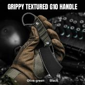 KI1065A3 Couteau Kizer Little Rhino - Lame Cleaver Acier D2 - Manche G-10 Noir & Vert OD Etui Kydex - Livraison Gratuite