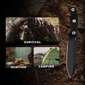 KI1103A2 Kizer Drop Bear Fix 7 – Couteau Bushcraft Lame Acier 1095HC Black Manche Black G10 étui kydex - Livraison Gratuite