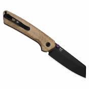 KIV3693BSA1 Couteau Kizer Madrac | Lame Acier 14C28N Black PVD Sheepsfoot | Manche Norplex Micarta Brown | Button Lock | Livraison Gratuite