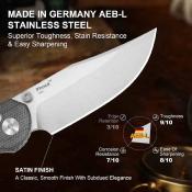 KIV3780A3 Couteau Kizer Phoca CC | Lame Clip Point Acier AEB-L | Clutch Lock | Manche Black Norplex UltreX – Livraison Gratuite 