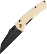 KT1015E3 — Couteau Kansept Main Street Lame Acier 154CM Black SW Wharncliffe Manche G10 Blanc Linerlock Clip Livraison Gratuite