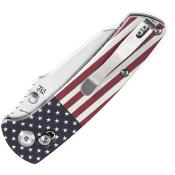 KT1015V9 — Couteau Kansept Main Street Crossbar Lock Acier 154CM Stonewash Wharncliffe Manche G10 Motif Drapeau Américain EDC Livraison Gratuite