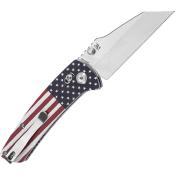 KT1015V9 — Couteau Kansept Main Street Crossbar Lock Acier 154CM Stonewash Wharncliffe Manche G10 Motif Drapeau Américain EDC Livraison Gratuite