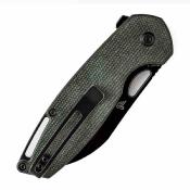 KT1022A2 Kansept Model 6 Green– Couteau Pliant Lame Acier 154CM Black Stonewash Wharncliffe Manche Micarta Vert Liner Lock – Livraison Gratuite