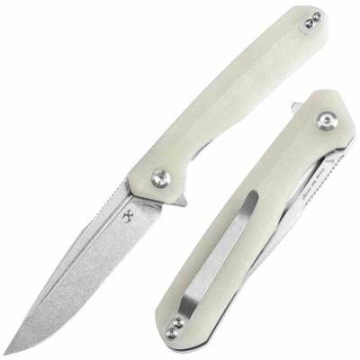 KT1047A5 Kansept Qilin Jade – Couteau Pliant Lame Drop Point Acier 154CM Manche Jade G10 – Flipper – Linerlock – Livraison Gratuite