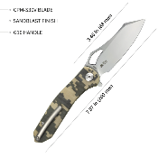 KUB310B Couteau Kubey Drake Camo G10 Lame CPM-S30V IKBS - Lvraison Gratuite