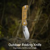 KUB397C Couteau Kubey Gurkha Drop Point Lame Acier 14C28N Manche Ultem Yellow Liner Lock - Livraison Gratuite