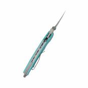 KUB440B Couteau Kubey Jaw Pikal Lame Karambit Acier 14C28N Manche G-10 Tiffany blue Sécurité Liner Lock  - Livraison Gratuite